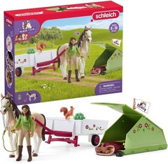 23 PC Horse Camping Adventure Playset – Rider, Mare, Wagon, Tent & Accessories –