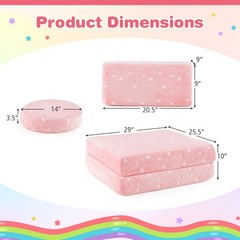 Modular Kids Play Couch Set Glow in Dark Portable Handles Pink Soft Foam Sofa