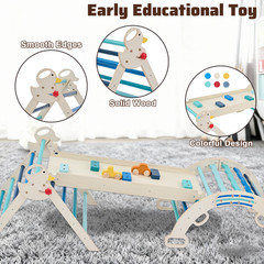 9 in 1 Wooden Indoor Climbing Set Toddler Montessori Climber Arch Ramp Ladder Fo