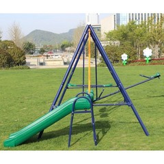 4 in 1 Swing Set With Seesaw, Belt Swing, Slide, Glider for Backyard