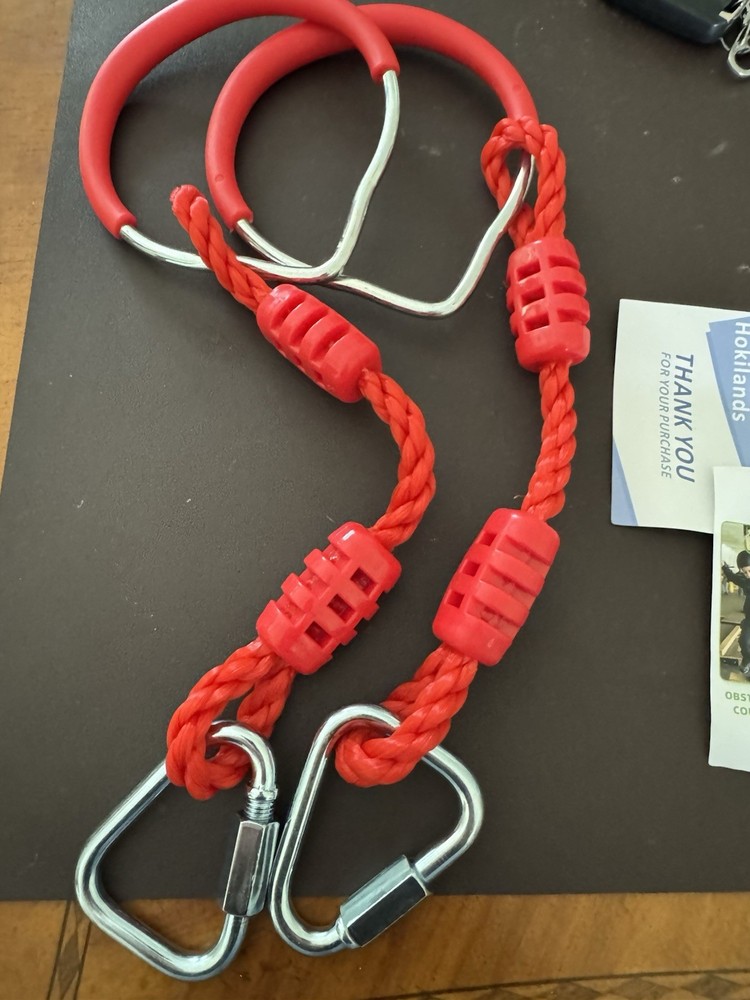 2 Pack Ninja Gymnastic Rings, Indoor Outdoor Climbing Training Swing Rings RED