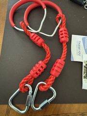 2 Pack Ninja Gymnastic Rings, Indoor Outdoor Climbing Training Swing Rings RED