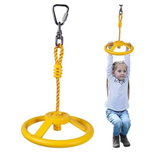 Ninja Wheel Obstacle for Kids Adults 360 Degrees Rotating Joint Jungle yellow