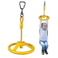 Ninja Wheel Obstacle for Kids Adults 360 Degrees Rotating Joint Jungle yellow