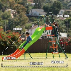 10 Ft. Outdoor Big Backyard Freestanding Swing Set Playground Plastic Slide