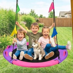 43 Inch Tree Swing, 900lbs Weight Capacity Saucer Swing Sets Pink and Purple