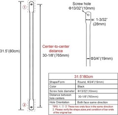 Weather-Resistant 31.5″ Hanging Swing Rods – Black Metal & Easy Installation
