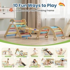 10-in-1 Toddler Climbing Triangle Set, Montessori Indoor Play Structure with Arc