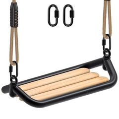 Hanging Wood Swing Seat Tree Swing for Kids, 100% Polyester Weather Proof Rop…