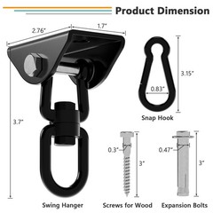 360°Rotating Hammock Hanging Kit, Heavy Duty 1200 lb Capacity Stainless Steel…