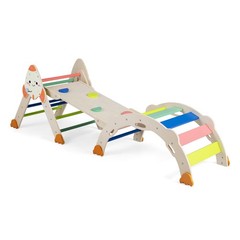 Climbing Toy Set w/ Arch, Foldable Ladder & Wooden Indoor Playground Jungle Gym