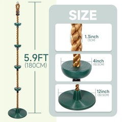 Climbing Rope with Platforms and Disc Swing Seat Set Playground Including Bon…