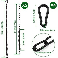 2Pcs 64″ Hanging Swing Chain with PE Sleeve’s Cover, Stainless Steel Chains w…