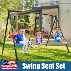 Metal Swing Set Kids Playground Heavy Duty Playset with 3 Swings & Swing A-Frame