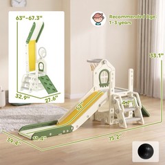 Qaba Foldable 5 in 1 Toddler Slide with Climber, Basketball Hoop, Storage
