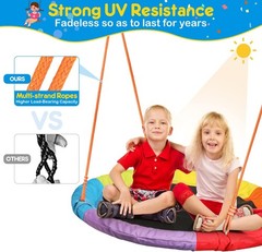 GIKPAL Children’s Outdoor UFO Swing with Stand, 440 lb Swing Set, Rainbow Colors