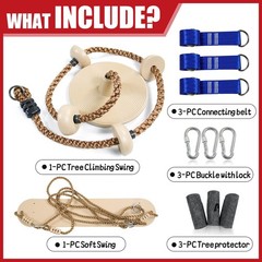 Tree Swing Climbing Rope 2 Pack Multicolor with Platforms Red Medium, Khaki