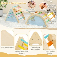 3-in-1 Kids Climber Set Toddler Wooden Play Arch with Sliding and Climbing Ramp