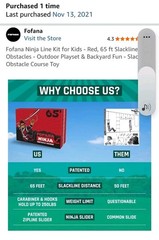 Profana Ninja Obstacle Course ~ 32 Pcs. 65 Ft. Slack Line + 9 Obstacles