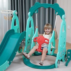 5 in 1 Toddler Slide and Swing Set, Indoor and Outdoor Kids Playset for Toddlers