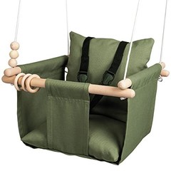 Indoor Outdoor Baby Swing with 3-Point Harness and Hardware for Ceiling, Green