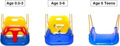 3-in-1 Infant to Teenage Blue Swing Outdoor Patio Garden for Kids Aged 6M+