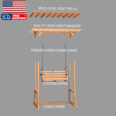 Backyard Discovery Callahan 8′ x 5′ Cedar Wood Outdoor Patio Pergola Swing Bench