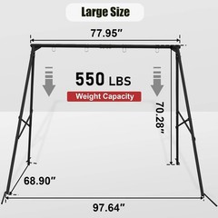 Heavy Duty A Frame Swing Stand for Two Swings 70 Inch High Black Powder Coated