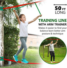 Ninja Warrior Obstacle Course for Kids Backyard – 2×50Ft Slackline Kit with 1…