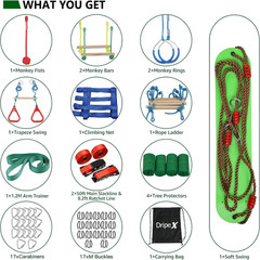 Ninja Warrior Obstacle Course for Kids – 50Ft Slackline & 10 Fun Accessories