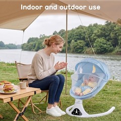 Baby Swing with Remote Control – 5 Natural Motion Speeds, Detachable Seat Pad…