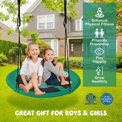 40 Inches Saucer Tree Swing Flying Circle Seat with Adjustable Ropes Green