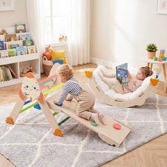 8-in-1 Climbing Toys for Toddlers with Triangle Ladder, Convertible Ramp, Indoor