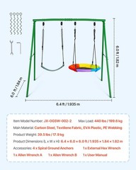 Heavy-Duty A-Frame Swing Set with Saucer & Belt Seats, 440lb Capacity