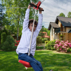 Zip Line Trolley 160 Ft. Warrior Obstacle Course with Seat, Brake and Steel Trol