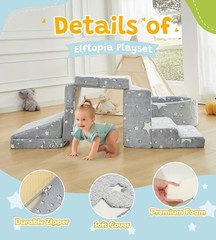 Foam Climbing Blocks with Ball Pit & Stairs for Toddlers Aged 1-3 -Soft Playset