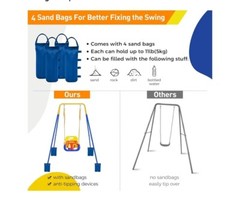 FUNLIO 3-in-1 Toddler Swing Set with 4 Sandbags, Indoor/Outdoor Baby Swing wi…