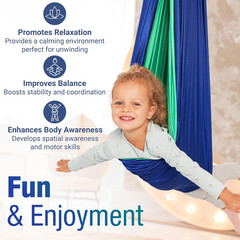 Sensory Swing for Kids Navy/Green | Indoor Swing for Kids Made with Soft & Durab