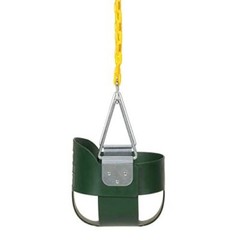 Heavy-Duty High Back Full Bucket Toddler Swing Seat, Coated Swing Chains, Green
