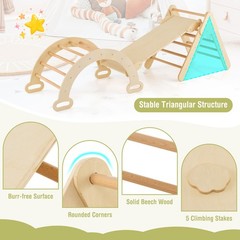 Kids 3-in-1 Climber Set Toddler Wooden Play Arch with Sliding and Climbing Ramp