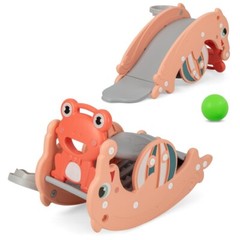 3 x 1 Kids Slide Rocking Horse Set Convertible Toddler Slide w/ Basketball Hoop