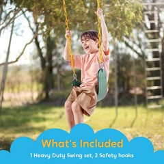 Heavy Duty Green Swing Seat with 66″ Chain & Snap Hooks – Outdoor Playground Acc