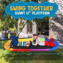 Serenelife Heavy-Duty Oval Swing -Sturdy & Durable, Indoor/Outdoor Use (Rainbow)