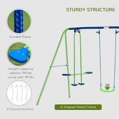 Children’s Playground Set Adjustable Ropes with Metal Frame for Stability