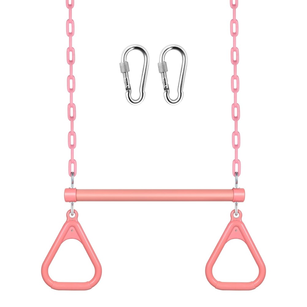 17″ Trapeze Bar Swing Set Gym Rings 47″ Heavy Duty Chain Swing Set Accessorie…