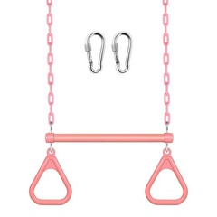17″ Trapeze Bar Swing Set Gym Rings 47″ Heavy Duty Chain Swing Set Accessorie…