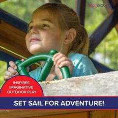 Kids Pirate Ship Wheel for Jungle Gym – Green Playground Steering Wheel for S…