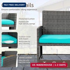 4 Piece Patio Ratten Set Outdoor Furniture Set Wicker Conversation Sets with Cus