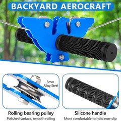 Heavy Duty 180FT Zip Line Kit for Backyard Fun, Adult & Kid Safe, Steel Trolley