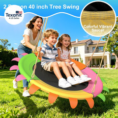 Saucer Swing Set for Kids Outdoor, Heavy Duty A-Frame Metal Swings Stand with 40